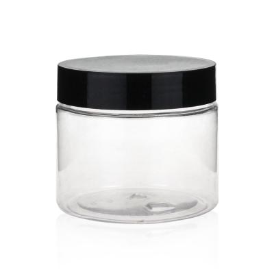 China Skin Care Cream 180ml PET Jar Cosmetic Cream Jar With Lid Body Lotion Empty Hair Jar Packaging White Or Black for sale