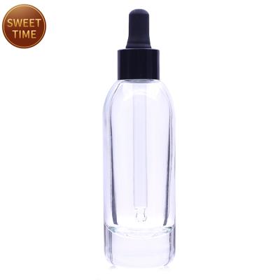 China Lotion Creams General Cosmetic 40ml Glass Care Lotion Bottle Elite Liquid Bottle With Black Dropper for sale