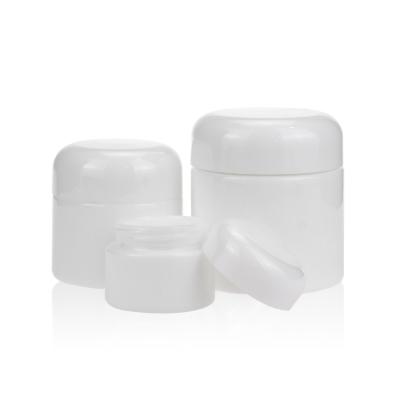 China Skin Care Cream Glass Jar 15g 50g 100g Opal White Ceramic Cosmetic Packaging for Skin Care Cream for sale