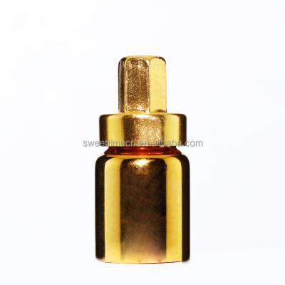 China Shiny Gold 5ml Vial with Gold Foil Top 5ml Shiny Vial with Containers Personal Care Essential Oil Perfume Aluminum Top Screw Cap Packaging for sale