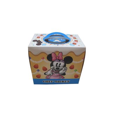 China Customized Design Recyclable Cardboard Cake Packaging Box With Handle for sale