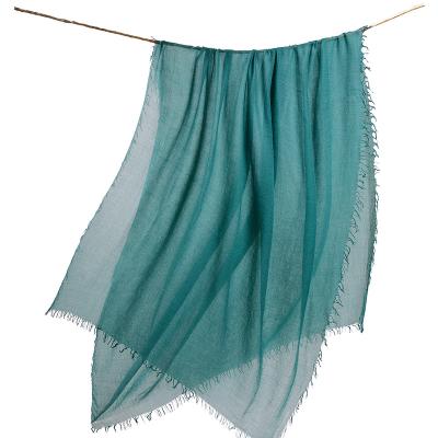 China 2021 100% Twill Wool Solid Fringe Free Cashmere Scarves Women Men Winter Pashmina Cashmere Scarf for sale