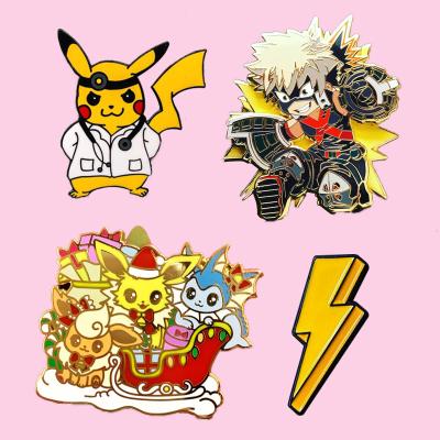 China Cute Soft Anime Cartoon Metal Pins Lapel Enamel Europe Collar Custom Hard Enamel Pin Badge Manufacturer for sale