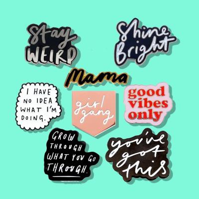 China Europe Letter Enamel Lapel Pins Metal Anime Cartoon Love Words Custom Enamel Pin Badge Manufacturer Maker for sale