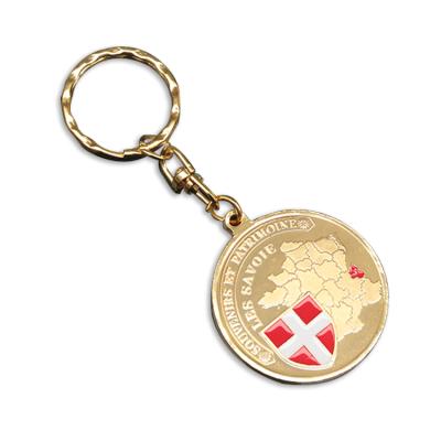 China Custom Metal Souvenir Gold Metal Ski Coin Swiss Key Chain for sale