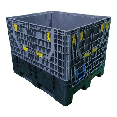 China New Design Good Quality Storage Collapsible Collapsible Plastic Box Gray Plastic Pallet Box for sale