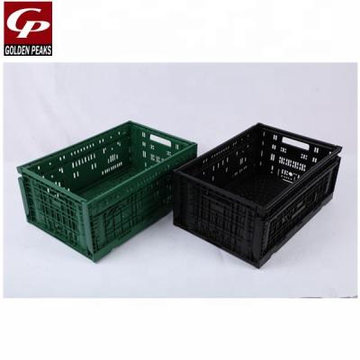 China Can be folded supermarket plastic shopping basket for grocery green and black folding plastic plant baskets for sale