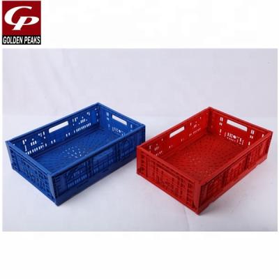 China Can be folded supermarket plastic shopping basket for grocery store red and blue plastic vegetable baskets collapsible for sale