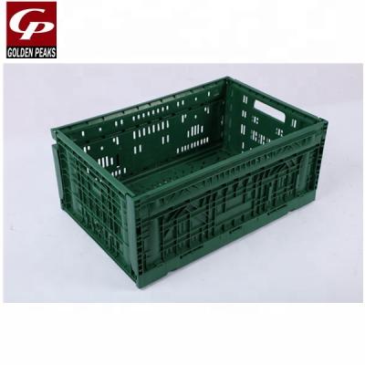 China Can be supermarket folded plastic shopping basket for grocery foldable green vegetable basket for sale