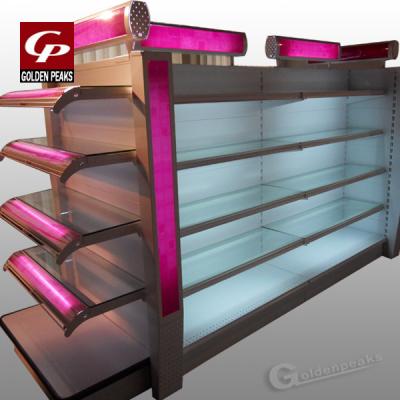 China Single Side And Double Side Shopping Fitting Shelving Display Rack With Light for sale