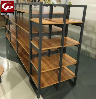 China Single Sided Wooden Steel Display Rack for sale