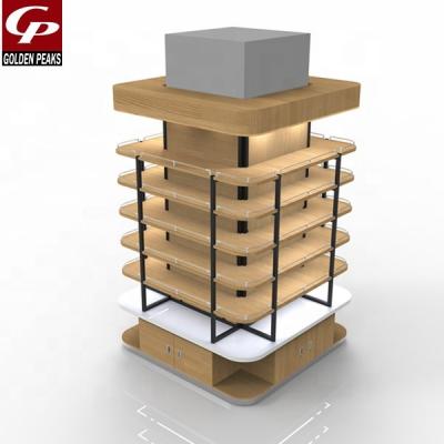 China 2020-03-04 GoldenPeaks 2020-03-04 Double Sided Wooden Pillar Rack Stand Display Stand for sale