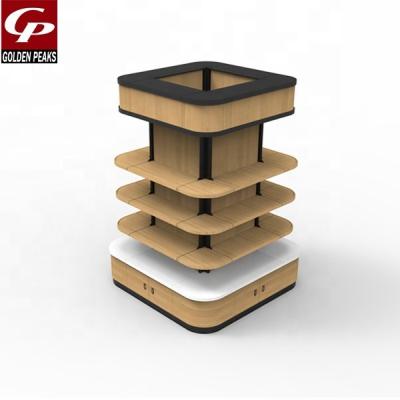 China GoldenPeaks 2022-01 Double Sided Supermarket Wooden Pillar Round Shelf for sale