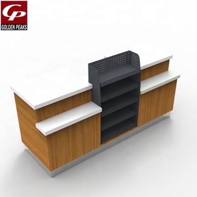 China GoldenPeaks double sided 2019-3-143 wooden checkout counter about service display counter for sale