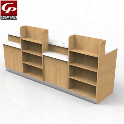 China GoldenPeaks double sided 2019-9-201 wooden checkout counter about service display counter for sale