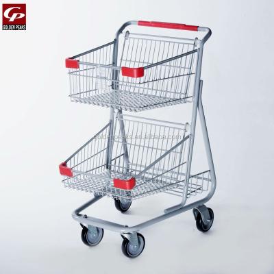 China Unfolding Double Layer Shopping Trolley for sale