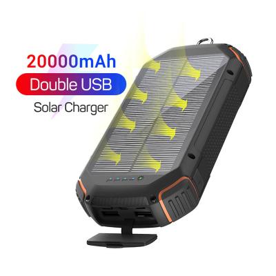 China Portable Fast Charging Support Waterproof Powerbanks 20000 mAh High Capacity 20000mAh Solar Radio Charger Power Bank for sale