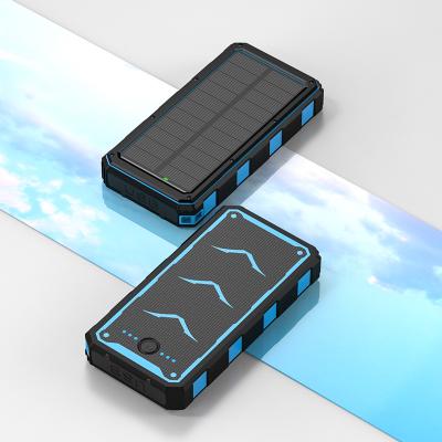 China Solar Battery Charger Fast Outdoor Portable Mobile Charger Power Bank 20000mah Solar Power Support Charging Power Board With Light Compass for sale