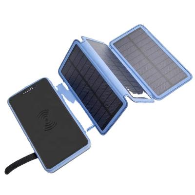 China Universal Sloar Panel Charging Super Power Bank USB Foldable Mobile Solar Charger 25000mah Dual for sale