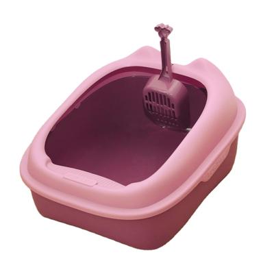 China Amazon Hot Selling Stocked Pet Products Cleaning Cat Toilet Box Trays Simple Plastic Cat Head Cat Litter Box Cute for sale