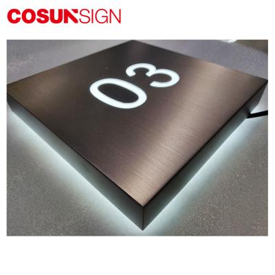 China Easy Installation Custom Acrylic House Room Number Office Led Door Hanging Sign for sale