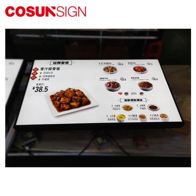 China Slim Light Box Airport Restaurant Slimline Restaurant Food Menu Hanging Led Signage for sale