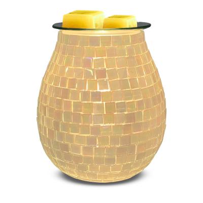 China Eco-friendly Electric Wax Burner Aromatherapy Glass Mosaic Oil Lamp Tart Essential Oil Diffuser for sale