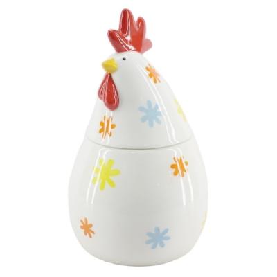 China Wholesale Ceramic Egg Rack Storage Kitchen Food Basket New Design Ceramic Egg Basket With Ceramic Chicken Shaped Lid for sale