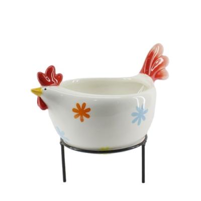 China Beautiful design ceramic creativity fashion egg basket iron egg fruit storage basket for kitchen decoration for sale