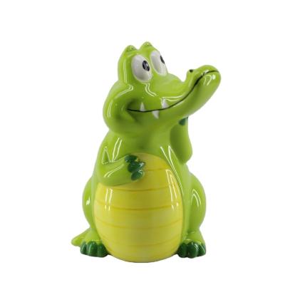 China Save Money Bank Personalized Green Crocodile Bank Ceramic Money Bank Savings Bank for sale