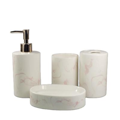 China Hot Selling Sustainable Marble Ceramic Bathroom Set Accessories Bath Set for sale