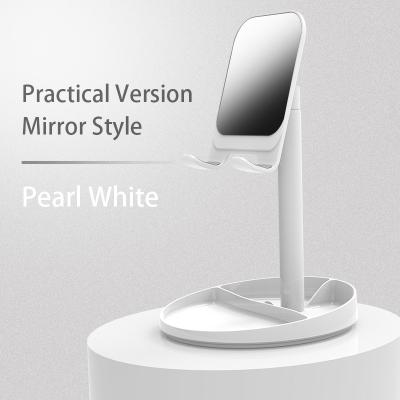 China Adjustable Angle Mobile Phone Stand Holder Adjustable Angle Tablet Stand Mobile Phone Desk Holder With Make Up Mirror for sale