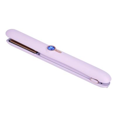 China Hinge lock for better storage Hot seller Cordless hair straightener flat iron for straightening and curling with LED Display Rechargeable Travel Iron for sale