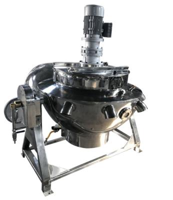 China Pot body is formed once gas heating jacketed kettle with stirrer/industrial jam sauce paste cooking machine/chicken meat cooking pot for sale