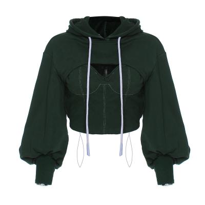 China 2021 Breathable Pure Color Hoodie Hollow Out Pullovers Long Sleeve Thick Hoodie for sale