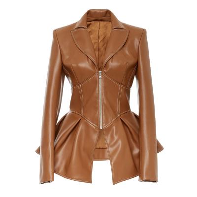 China Popular Women's Long Sleeve PU Jacket Women's Leather Women's Breathable Motorcycle Jacket for sale