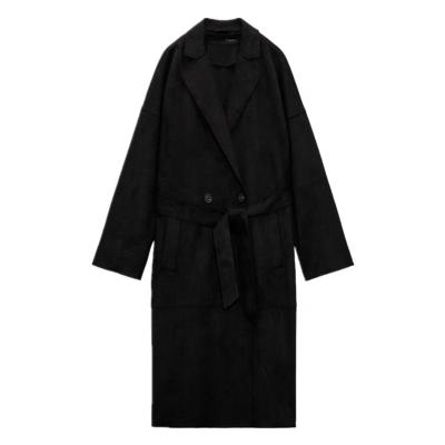 China New Fashion Reversible Single Breasted Pure Color Long Sleeve Long Coat For Women for sale