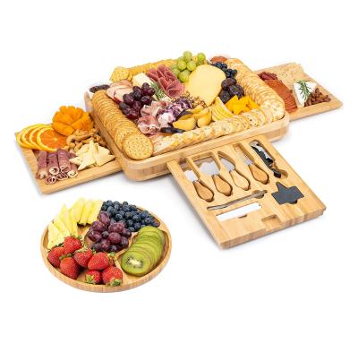 China Wholesale Sustainable Large Cheese Cutting Board Cheese Board and Bamboo Knife Set for sale