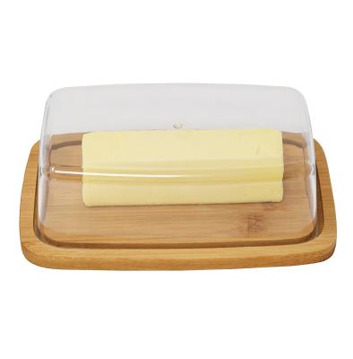 China Sustainable Bamboo Butter Dish, Cutting Board Serving Tray with Clear Acrylic Cover Bamboo Cheese Cutting Board for sale