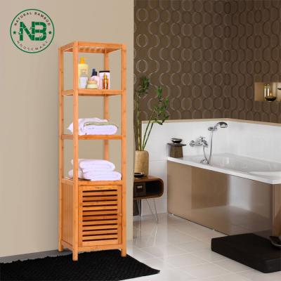 China Sustainable Bamboo Laundry Basket Bathroom Bathroom Storage Cabinet for sale