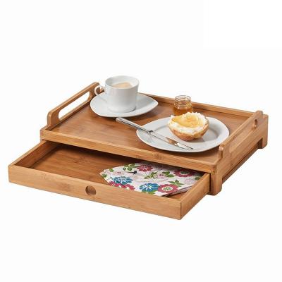 China Custom Biodegradable Kitchen Logo Bamboo Serving Dining Tray Biodegradable Bamboo Tray for sale