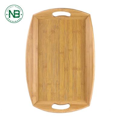 China Kitchen Eco-Friendly Bamboo Wooden Tray Woven Bamboo Serving Trays Cheap Wholesale Natural Tray for sale