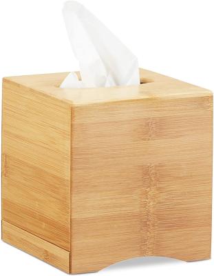 China Modern Cheap Square Bamboo Cosmetic Tissue Dispenser Box Facial Tissue Bamboo Tissue Box for sale