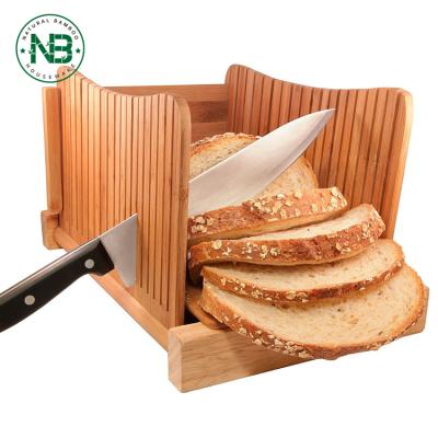 China Viable Bamboo Compact Bread Slicer Wooden Bread Cutting Board Foldable Guide for sale