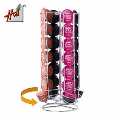 China Viable Wholesale Dolce Enthusiasm Capsule Metal Coffee Pods Holder Chrome Plating Holder Coffee Capsule Storage Holder for sale