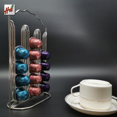 China Sustainable stainless steel wire coffee capsule storage racks for nespresso for sale