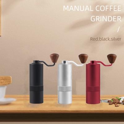 China Modern Portable Colorful Manual Coffee Grinder Coffee Grinder Aluminum Alloy Body With Walnut Handle for sale