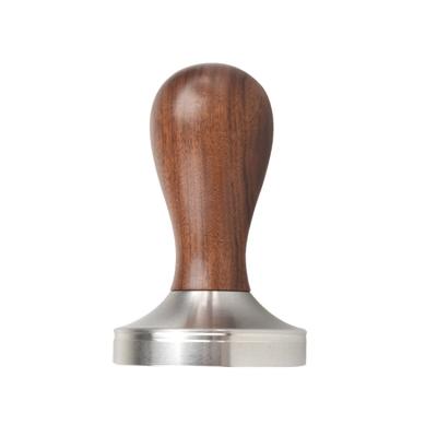 China Durable Metal Flat Bottom Press Tamper Coffee Beans Press Hammer Coffee Press Tamper With Wooden Handle for sale