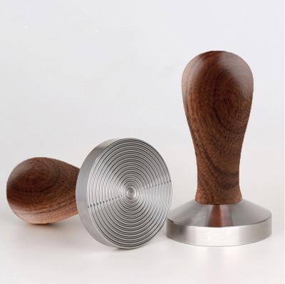 China Viable Ripple Base Press Hammer Coffee Beans Press Tamper Coffee Powder Press Tamper With Wooden Handle for sale