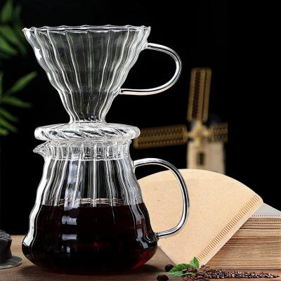 China Viable Slice Glass Jar Shape Cloud Coffee Dripper Filter Pot V60 Heat Resistant Coffee Spout Set for sale